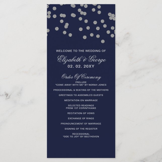 FAUX Glitter konetti navy and silver Programs Program (Framsida)