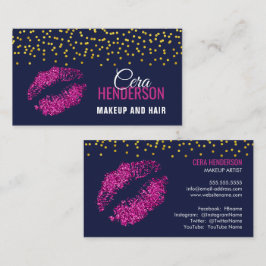 Faux Glitter Läppar Guld confetti Makeup Artist Visitkort