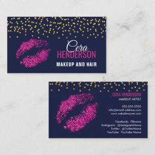 Faux Glitter Läppar Guld confetti Makeup Artist Visitkort