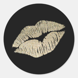 Faux Glitter Läppar Sticker Runt Klistermärke