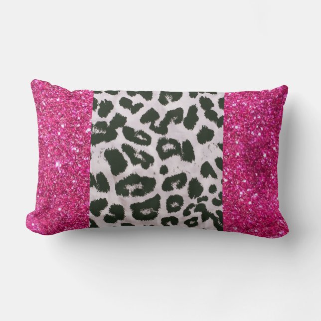 Faux Glitter Leopard Print Lumbar Dekorativ kudde (Framsida)