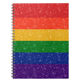 Faux Glitter LGBTQ Pride Rainbow Flagga Anteckningsbok