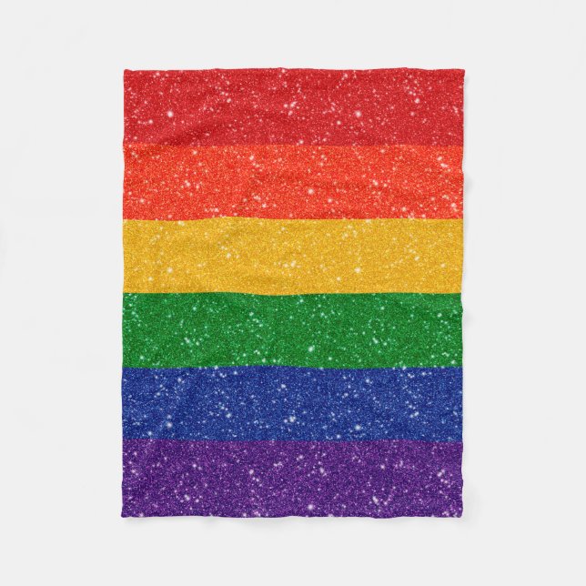 Faux Glitter LGBTQ Pride Rainbow Flagga Fleecefilt (Framsidan)