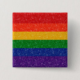 Faux Glitter LGBTQ Pride Rainbow Flagga Knapp