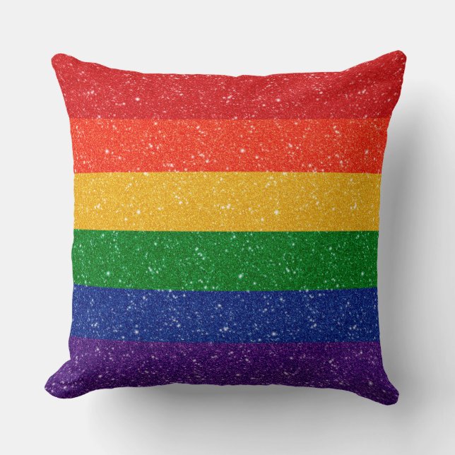 Faux Glitter LGBTQ Pride Rainbow Flagga Kudde (Framsida)