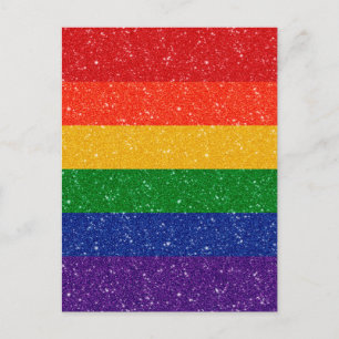 Faux Glitter LGBTQ Pride Rainbow Flagga Vykort