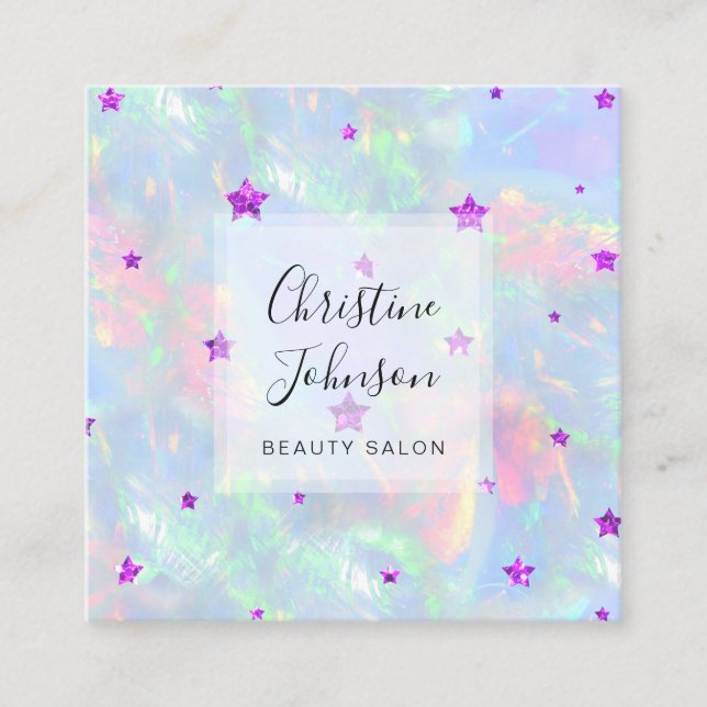 FAUX glitter lila stjärnor Fyrkantigt Visitkort (Framsida)