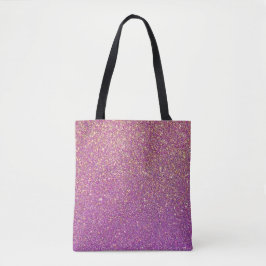 Faux Glitter Modern Rosa and Lila Tote Bag Tygkasse