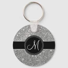 Faux Glitter Monogram Nyckelring