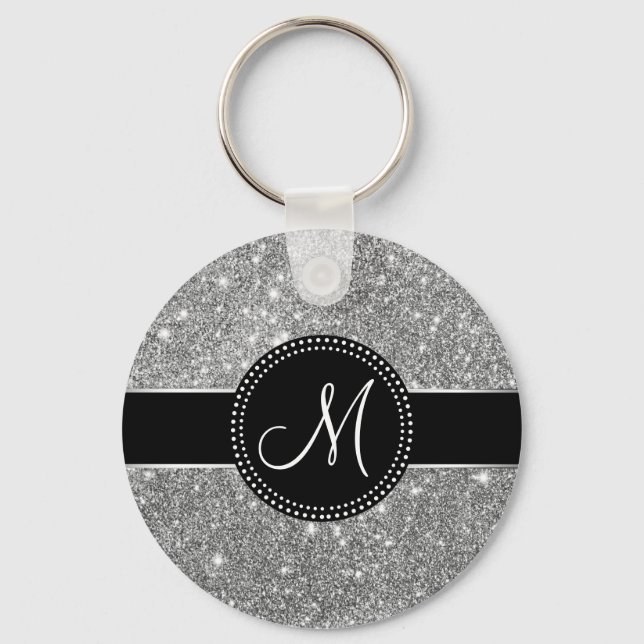 Faux Glitter Monogram Nyckelring (Framsida)