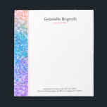 Faux Glitter och Sparkles Struktur Anteckningsblock<br><div class="desc">Coola,  färglös faux glitter gräns med vit bakgrund och grått anpassade text.</div>