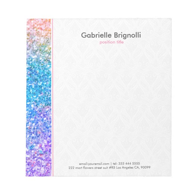 Faux Glitter och Sparkles Struktur Anteckningsblock (Framsida)