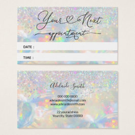 faux glitter opal-avtalad tid visitkort