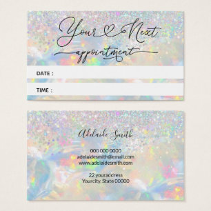 faux glitter opal-avtalad tid visitkort