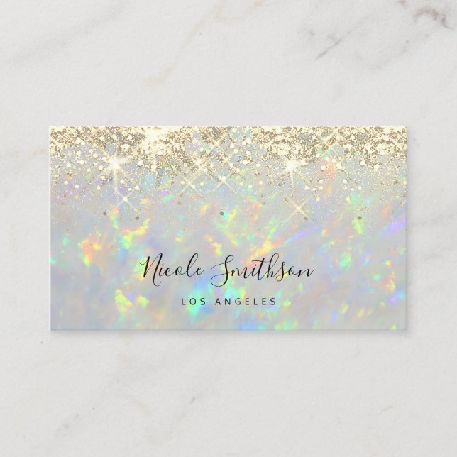 faux glitter opal bakgrund affärskort visitkort (Framsida)