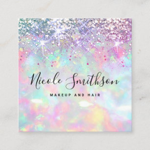 Faux glitter opal design square affärskort fyrkantigt visitkort