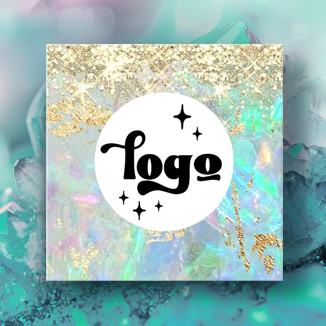 faux glitter opal fyrkantigt visitkort (Skapare uppladdad)
