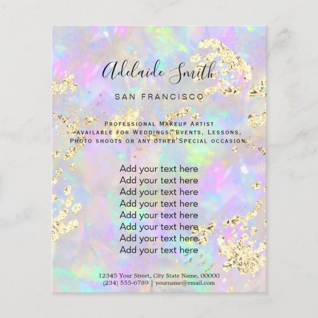 Faux glitter opal Mineraldesignflygare Flygblad (Framsidan)