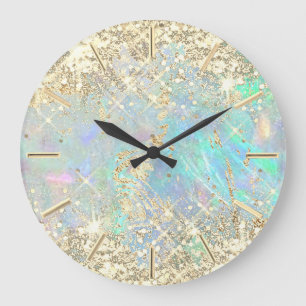 FAUX glitter opal Stor Klocka