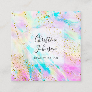 faux glitter pastel, vattenfärg fyrkantigt visitkort