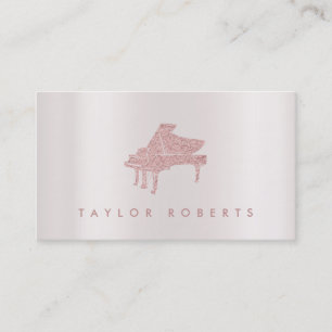 Faux glitter piano on FAUX metalleffekt Visitkort
