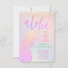 Faux glitter pineapple dekanal-födelsedag inbjudningar