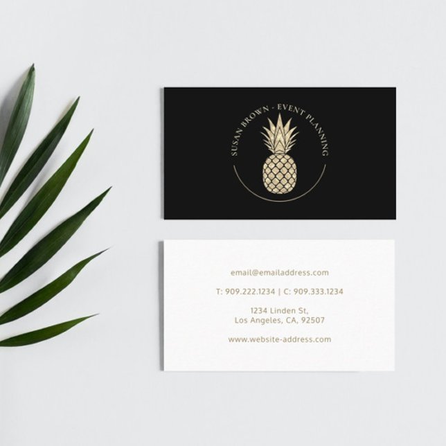 Faux Glitter Pineapple Logotyp Affärskort Visitkort (Skapare uppladdad)