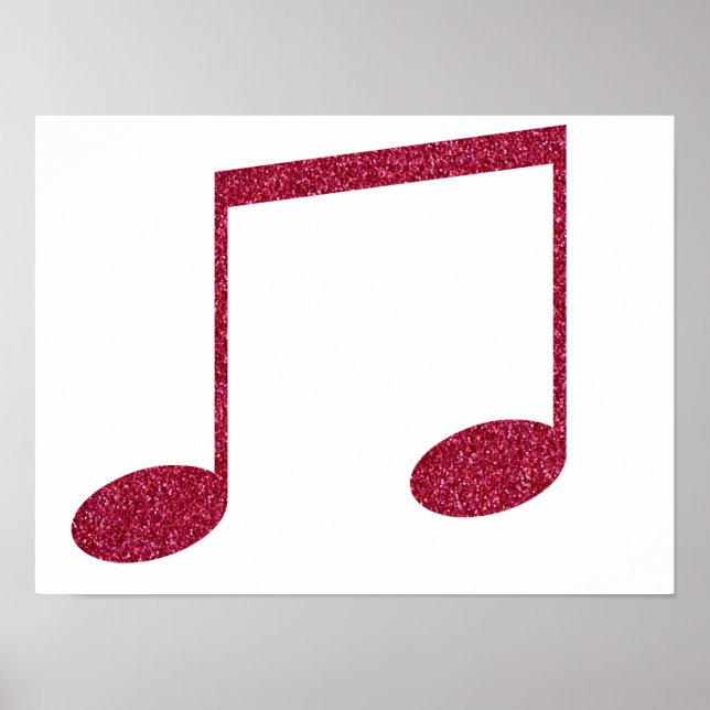 Faux Glitter Pink Music Note Symbols Poster (Framsidan)
