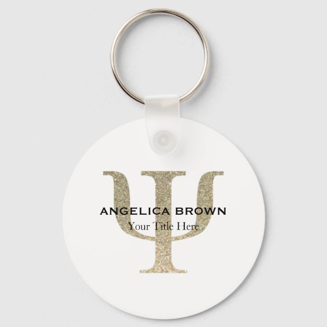 Faux Glitter Psi Symbol Nyckelring (Framsida)