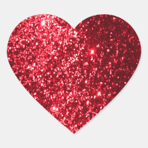 Faux Glitter Red Hjärtformat Klistermärke