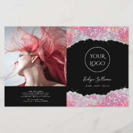 Faux glitter rosa, bifold brochure