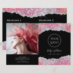 Faux glitter rosa, bifold brochure