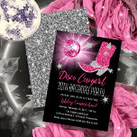 Faux Glitter Rosa Disco Cowgirl 30 Födelsedagsfest Inbjudningar<br><div class="desc">Sätt på party i 70-talets stil med den här designen för Faux rosa och silver glitter och rosa disco spegel boll,  Disco Cowgirl 30års födelsedag Party. Sammansatt design efter Helgdag Hearts-design (reserverade höger).</div>