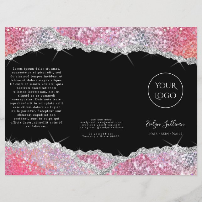 Faux glitter rosa sequin brochure (Framsida)
