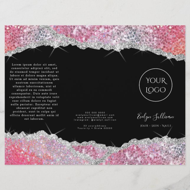 Faux glitter rosa sequin brochure (Framsida)