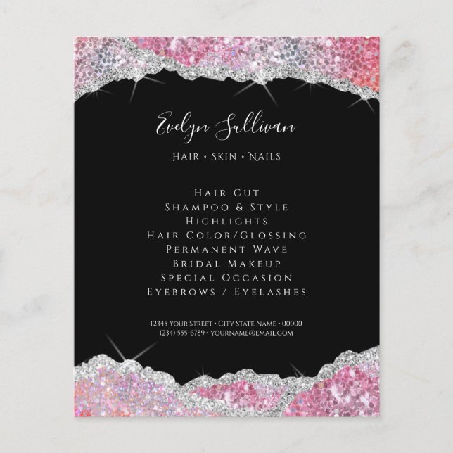 Faux glitter rosa sequin flyer (Framsidan)