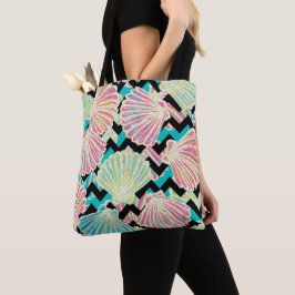 Faux Glitter Seashells Chevron Tygkasse