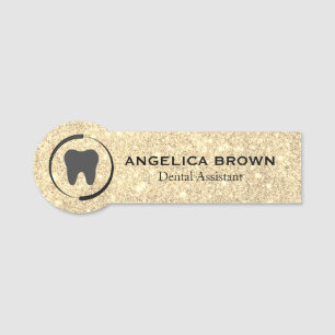 Faux Glitter tandassistent Namn bricka Namnbricka