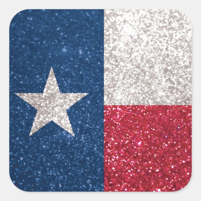 Faux Glitter Texas flagga Fyrkantigt Klistermärke (Framsida)