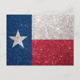 Faux Glitter Texas flagga Vykort