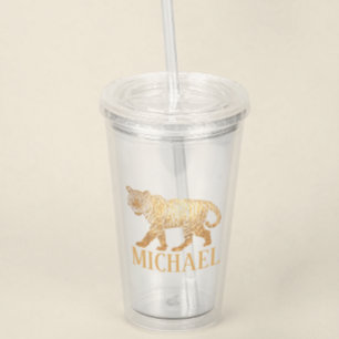 Faux Glitter Tiger personlig namn Take Away Mugg