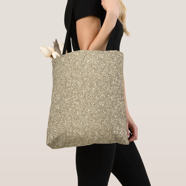 Faux Glitter Tote Bag-Guld Tygkasse (Närbild)