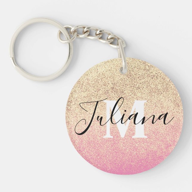 Faux Glitter Two Tone Rosa Guld Monogrammed (Framsidan)