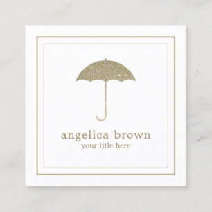 Faux Glitter Umbrella-Affärskortet Fyrkantigt Visitkort
