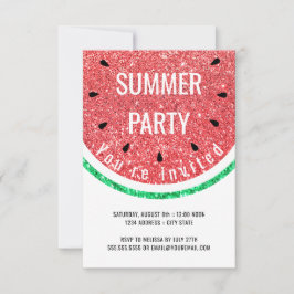 faux glitter vattenmelon sommaren party inbjudningar