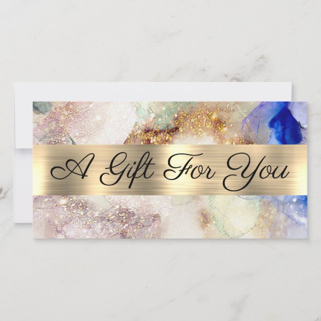 Faux Glitter Watercolor and Foil Gift Certificate (Framsida)