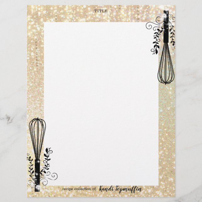 Faux glitter whisk personlig recept letterhead (Framsida)