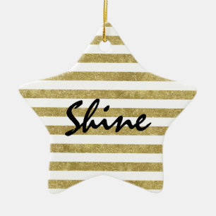 Faux Glittery Guld Rand Shine Julgransprydnad Keramik