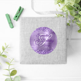 Faux Glittery Light Lila Foil 50:e födelsedagen Runt Klistermärke