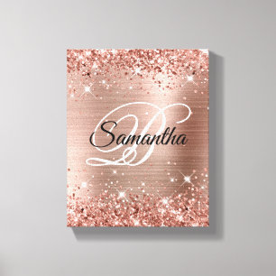 Faux Glittery Ro Gold Foil Finare Monogram Canvastryck